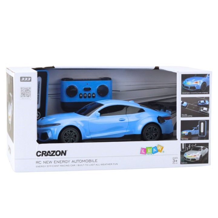Elektrinis sportinis R/C automobilis su įkrovimo stotele mėlynas