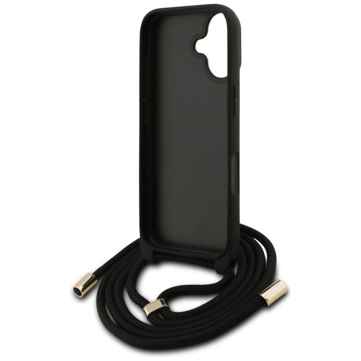 Dėklas telefonui iPhone 17 su virvele rudu dizainu Guess