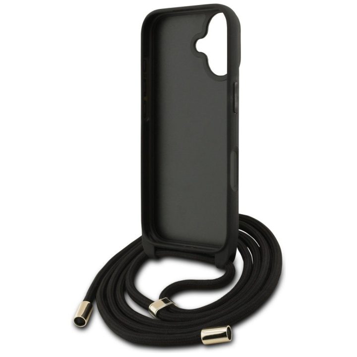 Dėklas telefonui iPhone 17 su dirželiu juodas Guess