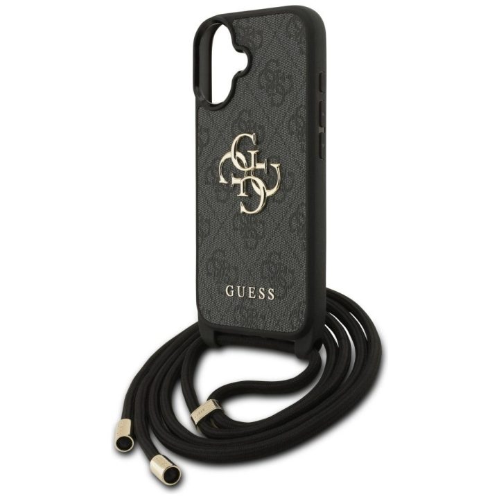 Dėklas telefonui iPhone 17 su dirželiu juodas Guess
