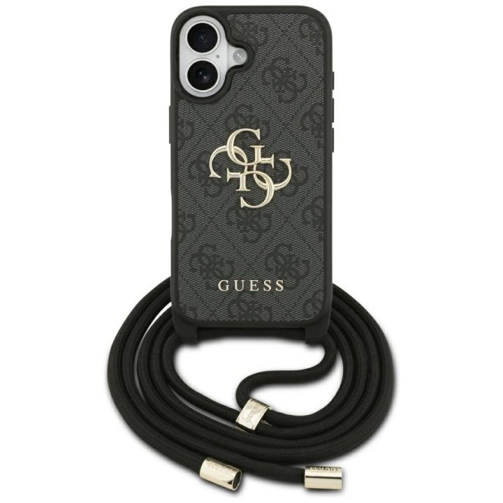 Dėklas telefonui iPhone 17 su dirželiu juodas Guess