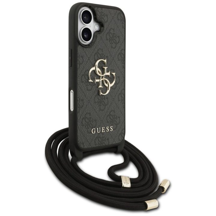 Dėklas telefonui iPhone 17 su dirželiu juodas Guess