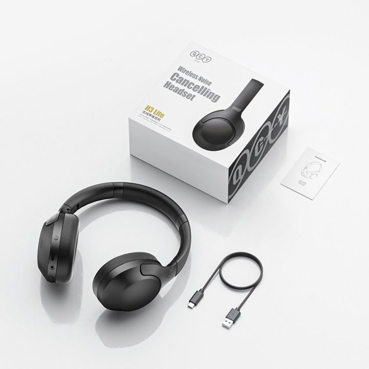 Ausinės virš ausų su ANC ir Bluetooth 5.3 QCY H3 Lite juodos
