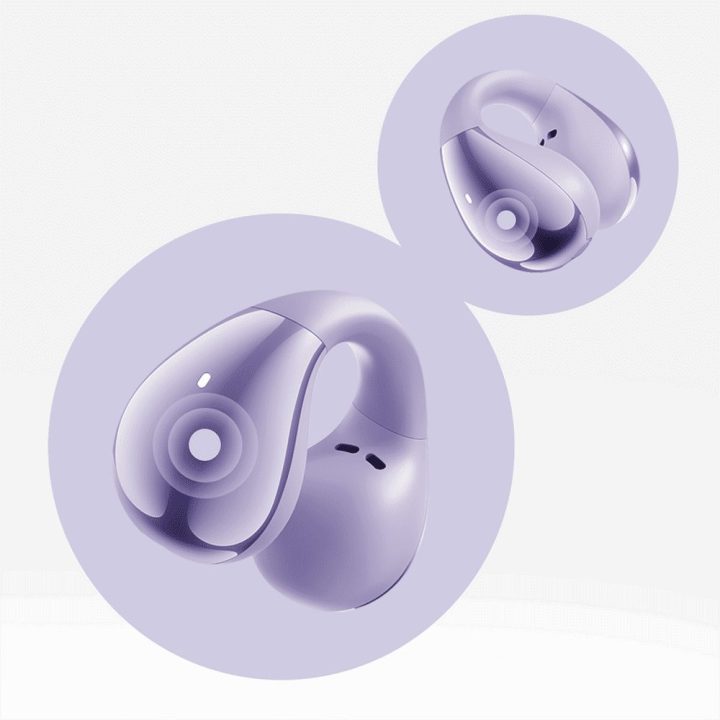 Belaidės ausinės su kabliuku IPX4 Bluetooth 5.4, violetinės QCY Crossky C30