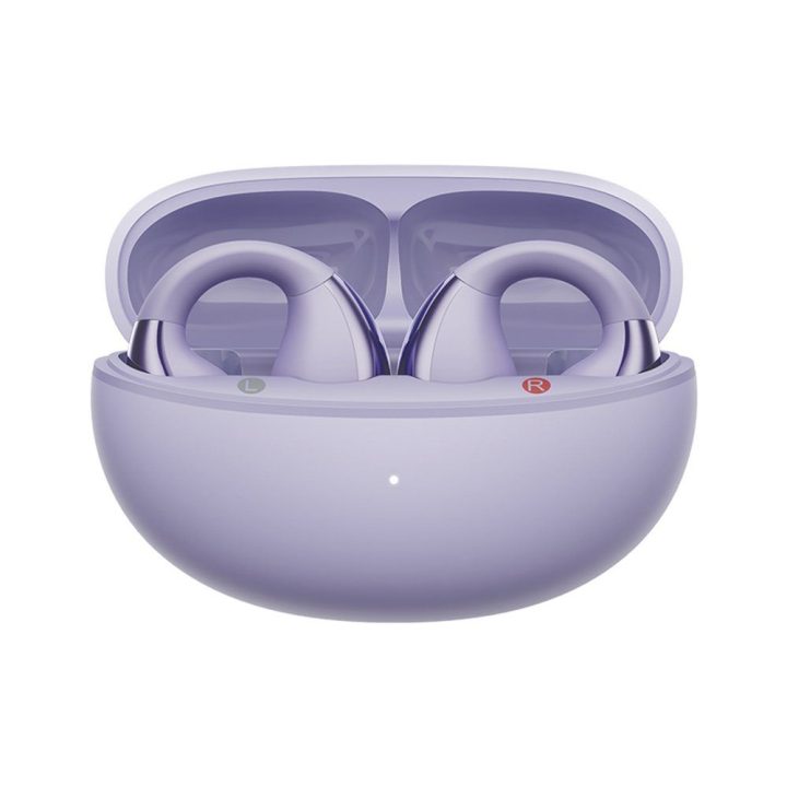 Belaidės ausinės su kabliuku IPX4 Bluetooth 5.4, violetinės QCY Crossky C30