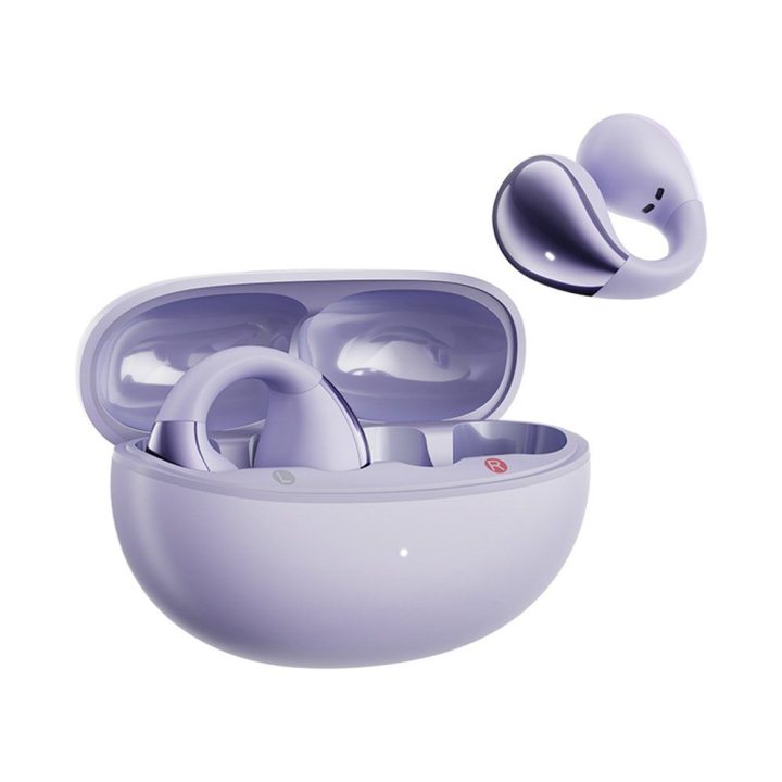 Belaidės ausinės su kabliuku IPX4 Bluetooth 5.4, violetinės QCY Crossky C30
