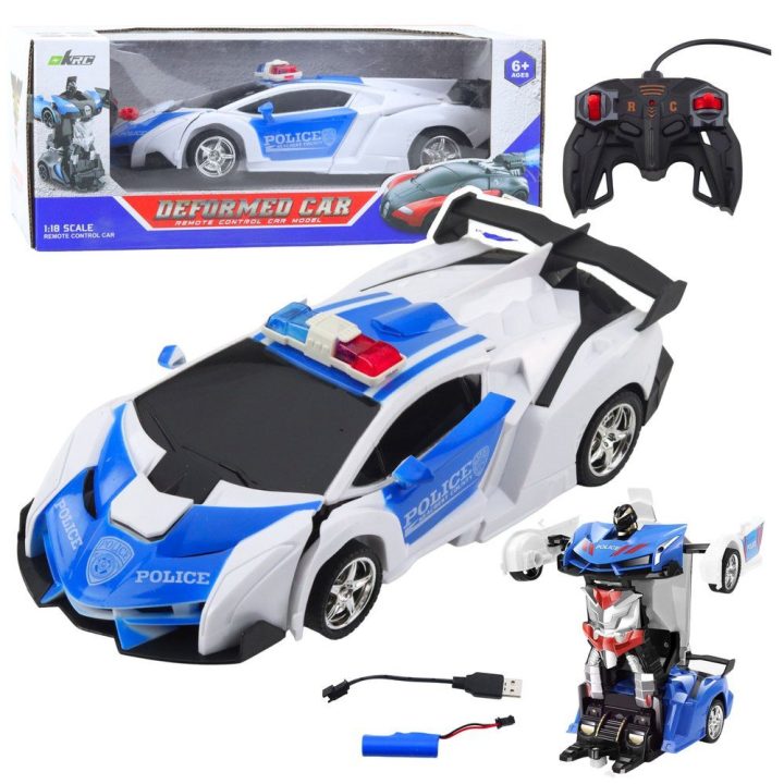 RC policijos automobilis-transformeris 2in1 1:18 vaikams