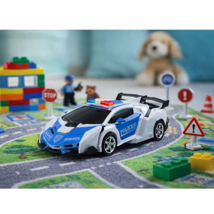 RC policijos automobilis-transformeris 2in1 1:18 vaikams