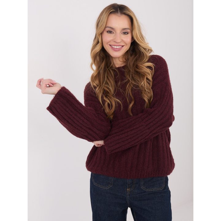 Megztinis moterims oversize bordo spalvos