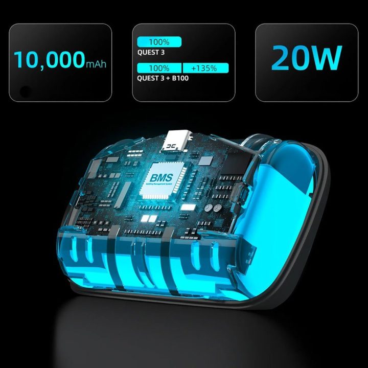 Išorinė baterija Meta Quest S3 Pro ir E3 Pro, balta BoboVR