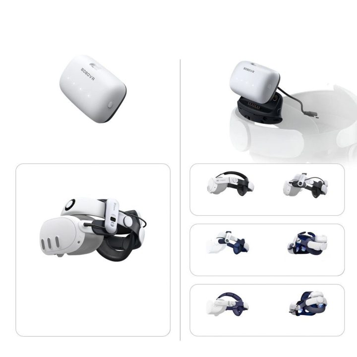 Išorinė baterija Meta Quest S3 Pro ir E3 Pro, balta BoboVR