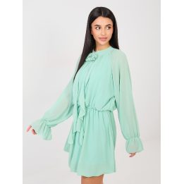 Suknelė elegantiška mėtų spalvos su raukiniais