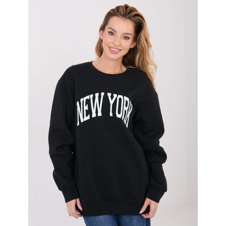 Džemperis be gobtuvo juodas su užrašu NEW YORK