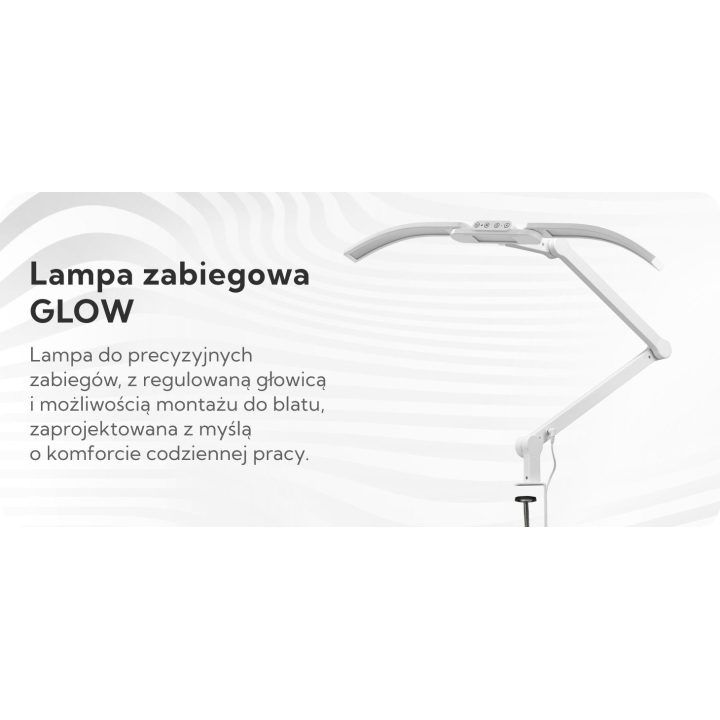 Stalinė lempa manikiūrui su lanku prie stalo balta Glow L05