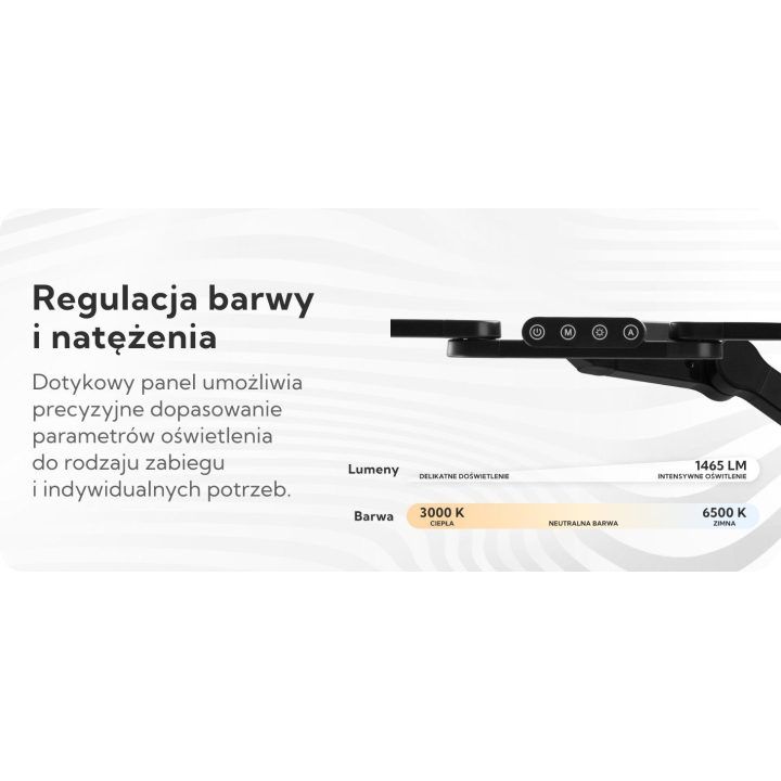 Manikiūro lempa su lanku prie stalo Glow L05 juoda