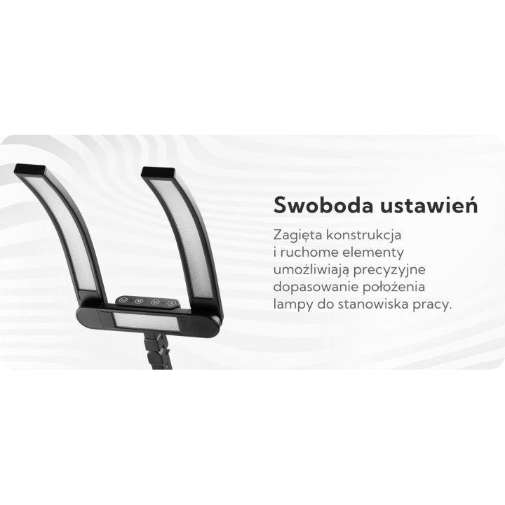 Manikiūro lempa su lanku prie stalo Glow L05 juoda