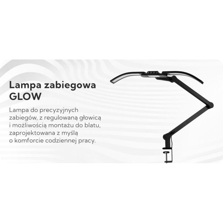 Manikiūro lempa su lanku prie stalo Glow L05 juoda