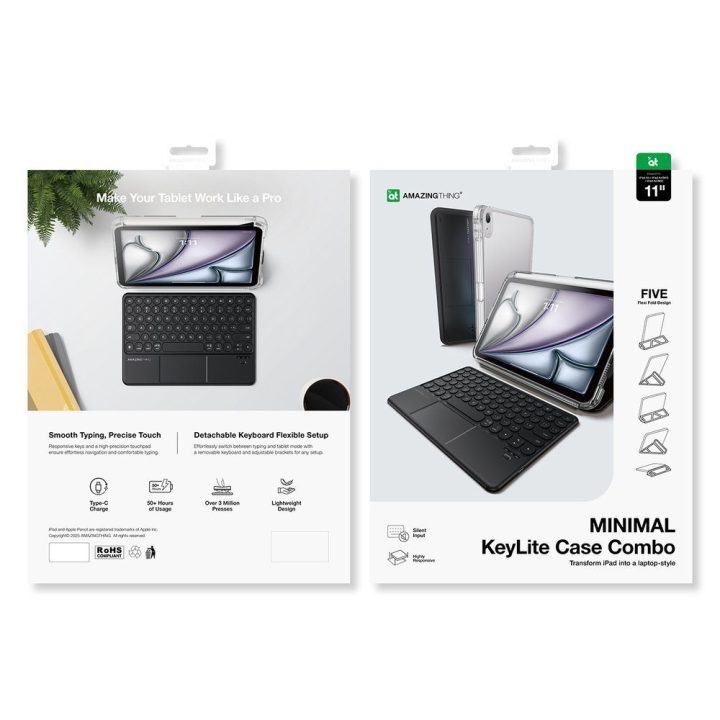 Dėklas su klaviatūra iPad Air M3 11 colių juodas AmazingThing