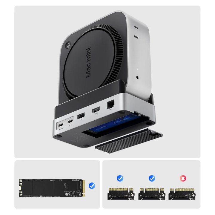 Diskų stotelė su SSD lizdu Orico MiniDock 10-in-1, sidabrinė