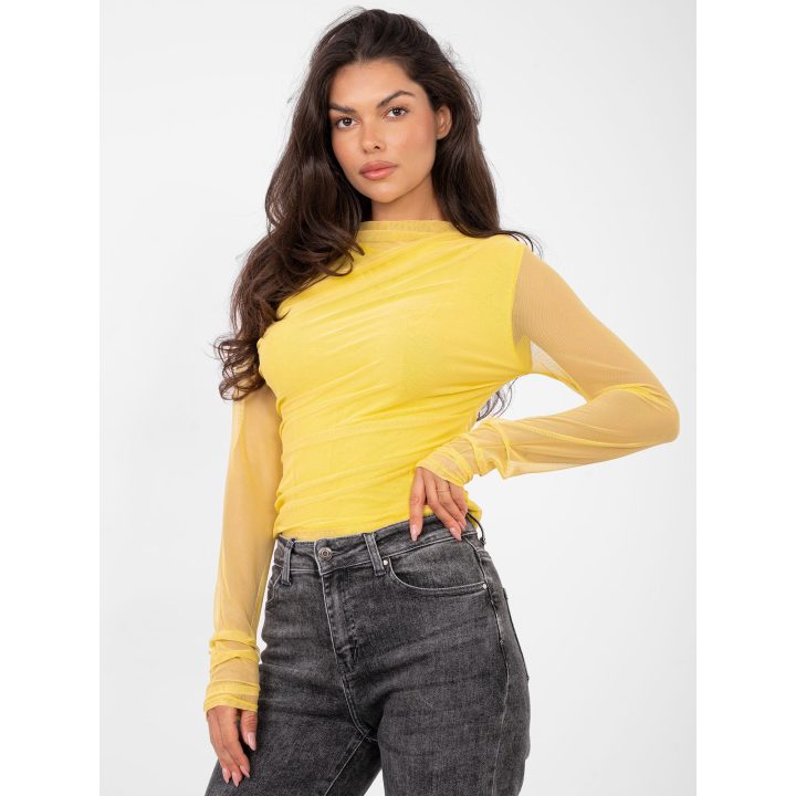 Moteriška vizitinė palaidinė ilgomis rankovėmis geltona
