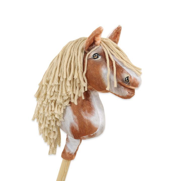 Hobby Horse lazdelinis arkliukas tobiano bay su smėlio spalvos karčiais Super Hobby Horse Premium
