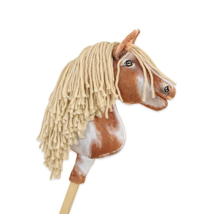 Hobby Horse lazdelinis arkliukas tobiano bay su smėlio spalvos karčiais Super Hobby Horse Premium