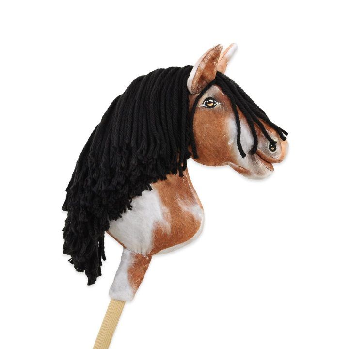 Hobby Horse lazdelinis arkliukas tobiano bay su juoda karčiene Super Hobby Horse Premium