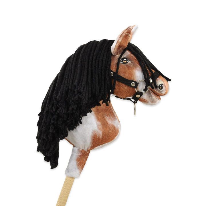 Hobby Horse lazdelinis arkliukas tobiano bay su juoda karčiene Super Hobby Horse Premium