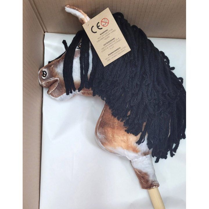 Hobby Horse lazdelinis arkliukas tobiano bay su juoda karčiene Super Hobby Horse Premium