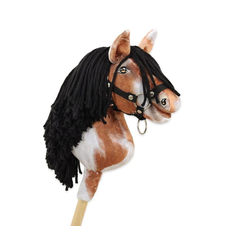 Hobby Horse lazdelinis arkliukas tobiano bay su juoda karčiene Super Hobby Horse Premium