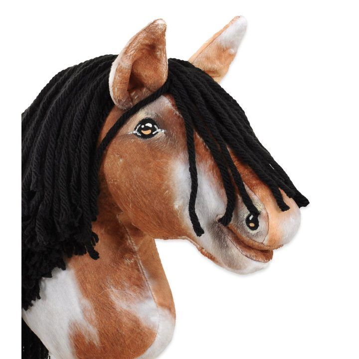 Hobby Horse lazdelinis arkliukas tobiano bay su juoda karčiene Super Hobby Horse Premium