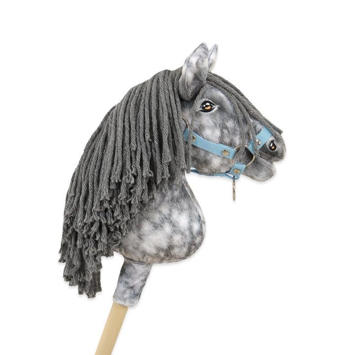 Hobby Horse lazdelinis arkliukas dapple grey su pilka karčiais Premium A4