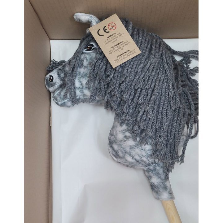 Hobby Horse lazdelinis arkliukas dapple grey su pilka karčiais Premium A4