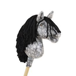 Hobby Horse lazdelinis arkliukas dapple grey su juoda karčiais Super Hobby Horse Premium