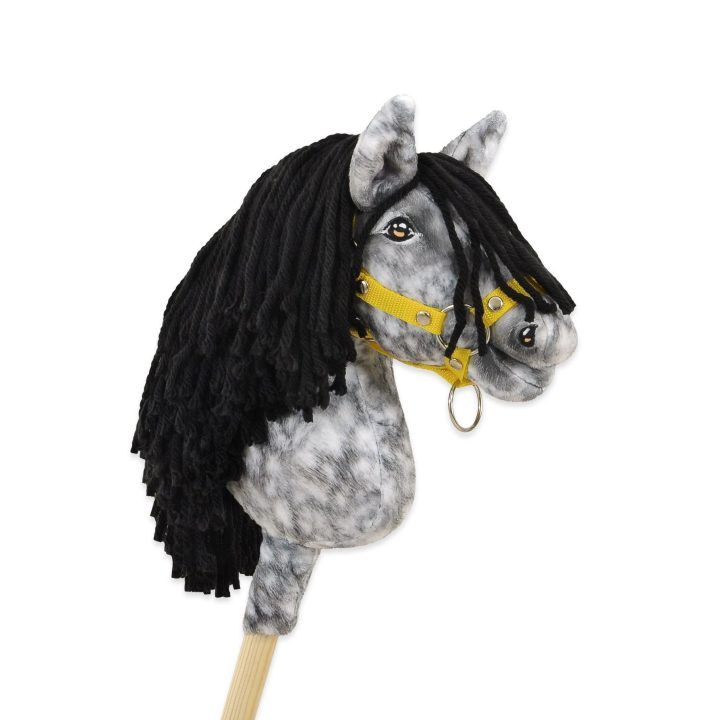 Hobby Horse lazdelinis arkliukas dapple grey su juoda karčiais Super Hobby Horse Premium