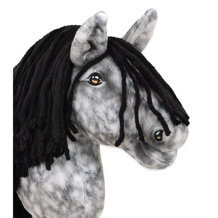 Hobby Horse lazdelinis arkliukas dapple grey su juoda karčiais Super Hobby Horse Premium