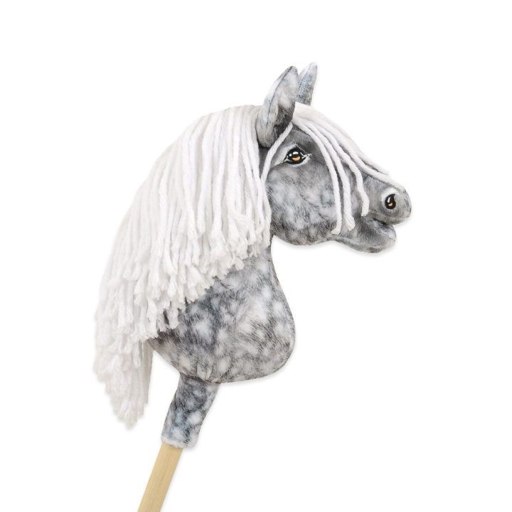Hobby Horse lazdelinis arkliukas su balta karčiene Super Hobby Horse Premium