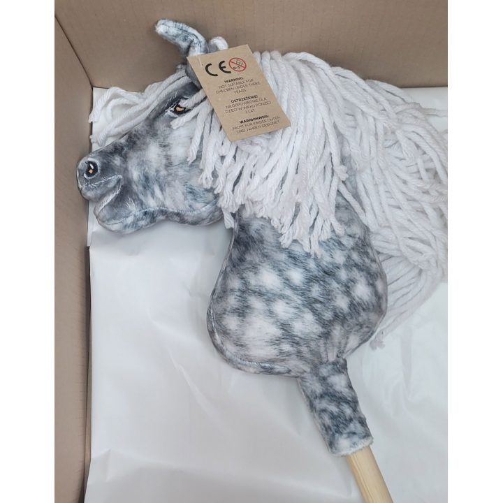 Hobby Horse lazdelinis arkliukas su balta karčiene Super Hobby Horse Premium
