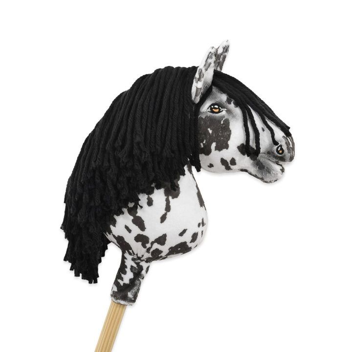 Hobby Horse lazdelinis arkliukas leopardinis su juoda karčiene A4