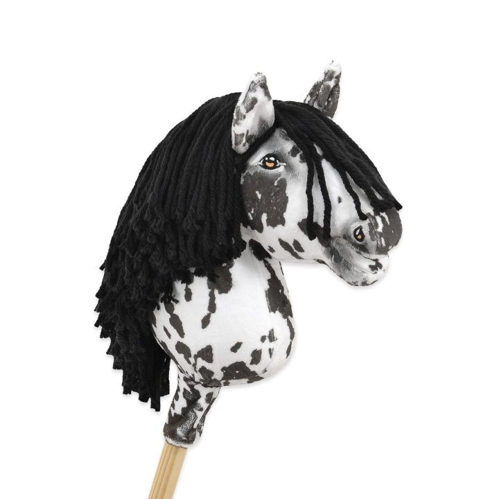 Hobby Horse lazdelinis arkliukas leopardinis su juoda karčiene A4