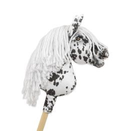 Hobby Horse lazdelinis arkliukas leopardinis su balta karčiais A4