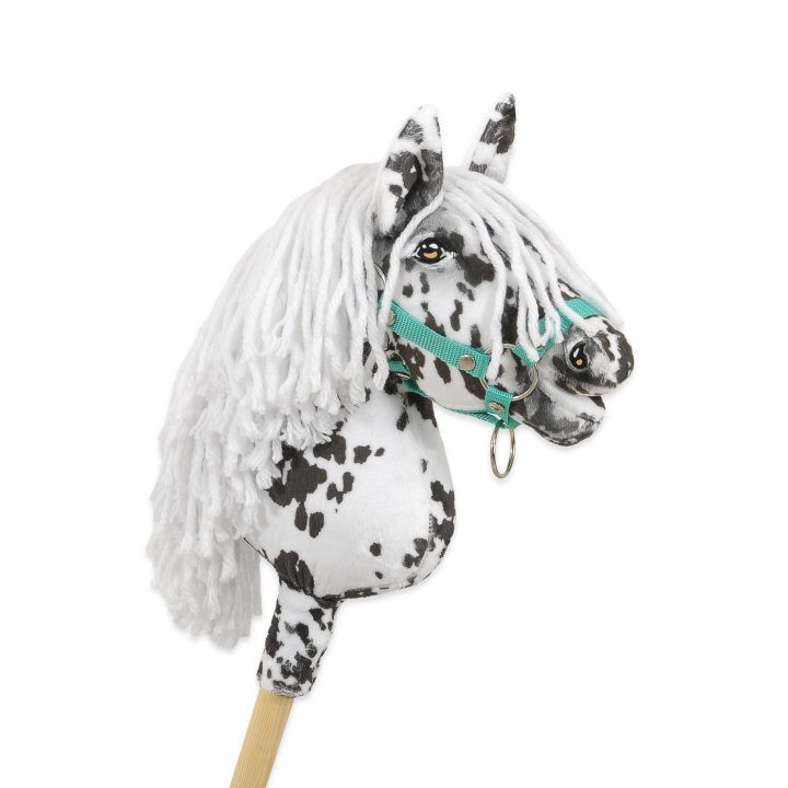 Hobby Horse lazdelinis arkliukas leopardinis su balta karčiais A4