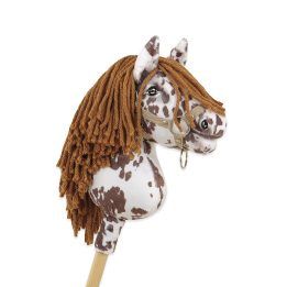 Hobby Horse lazdelinis arkliukas rudas leopardinis su ruda karčiais Premium A4