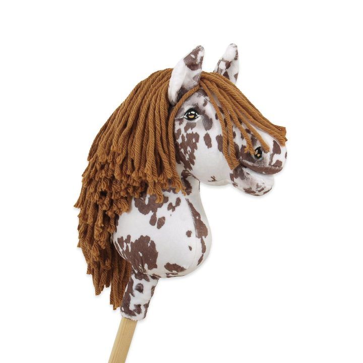 Hobby Horse lazdelinis arkliukas rudas leopardinis su ruda karčiais Premium A4