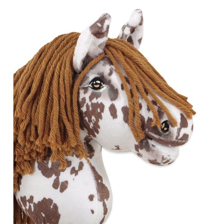Hobby Horse lazdelinis arkliukas rudas leopardinis su ruda karčiais Premium A4