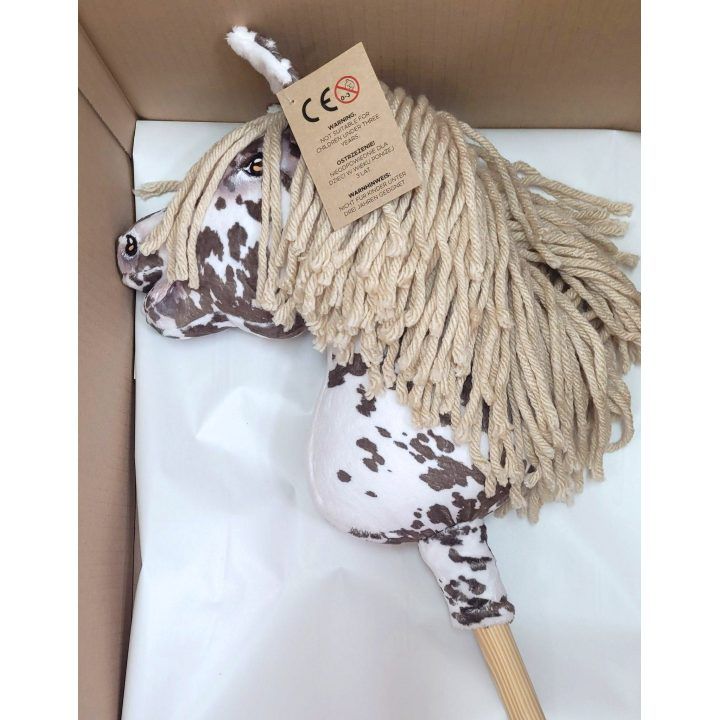 Hobby Horse lazdelinis arkliukas su ruda leopardine spalva ir smėlio karčiais