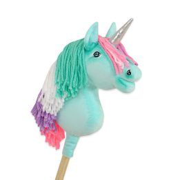 Hobby Horse vienaragis lazdoje su spalvota karčiene ir sidabriniu ragu