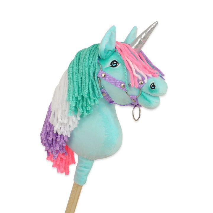 Hobby Horse vienaragis lazdoje su spalvota karčiene ir sidabriniu ragu