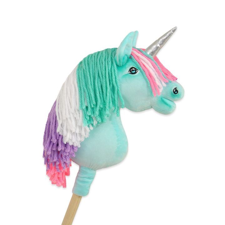 Hobby Horse vienaragis lazdoje su spalvota karčiene ir sidabriniu ragu