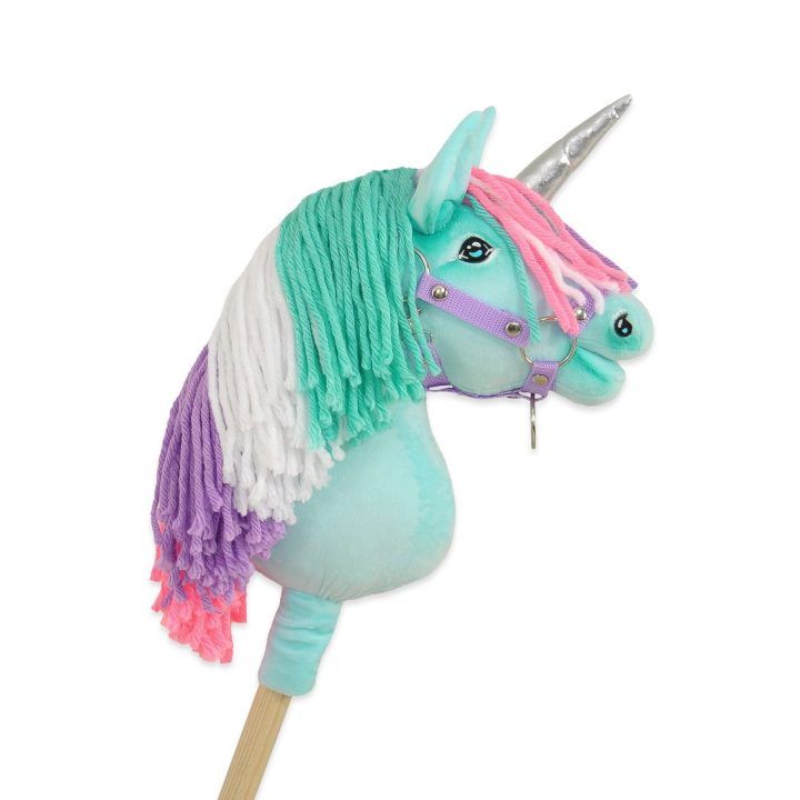 Hobby Horse vienaragis lazdoje su spalvota karčiene ir sidabriniu ragu